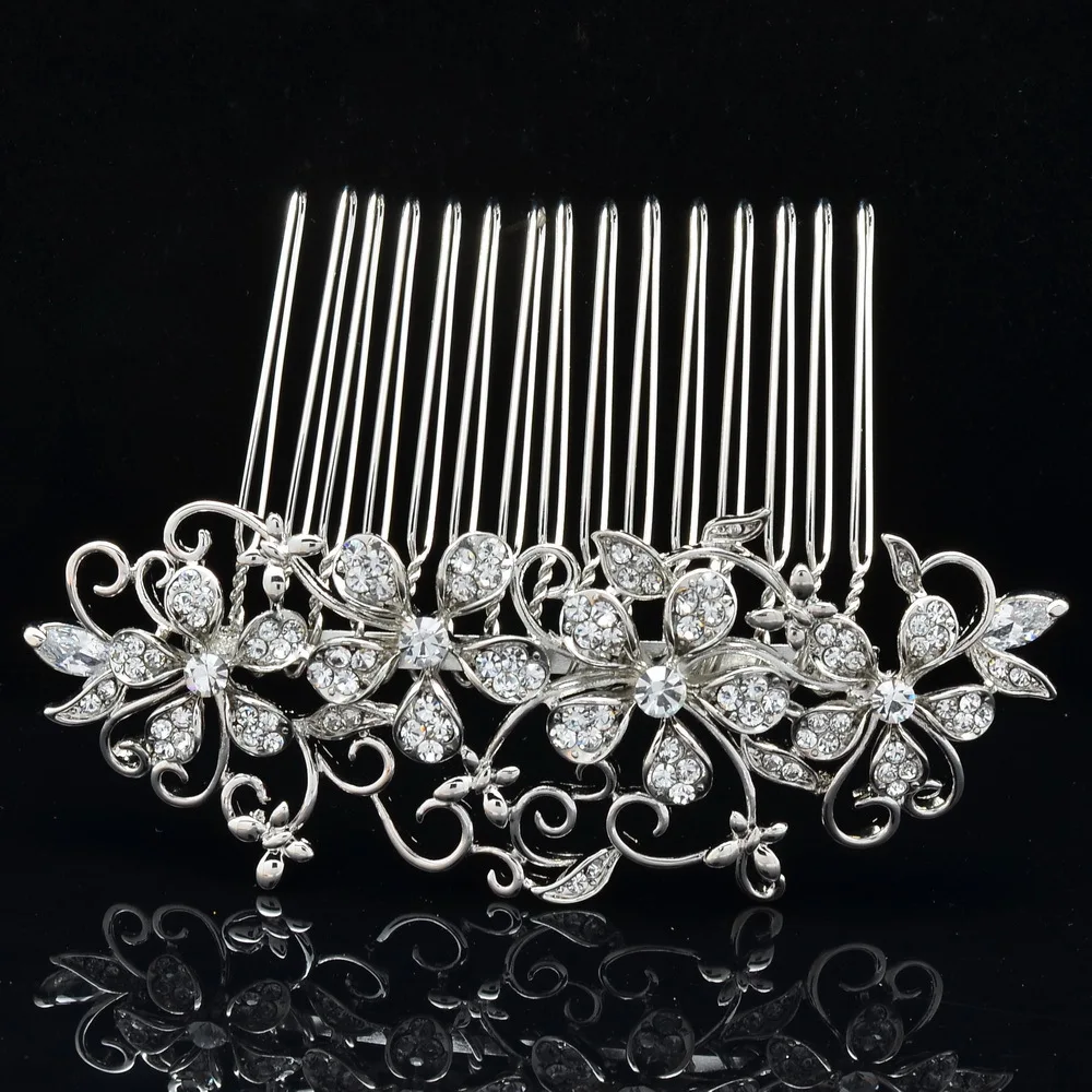 Серебряный горный хрусталь кристалл шпильки вуаль гребень для волос женщин