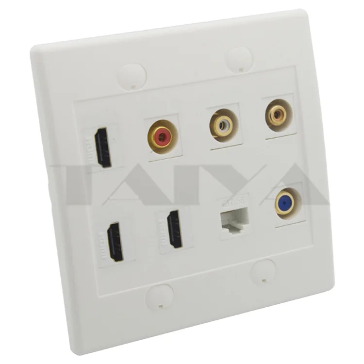 3 X HDMI RCA AV RJ45 F head TV wall plate support DIY|tv plate|wall platewall hdmi |