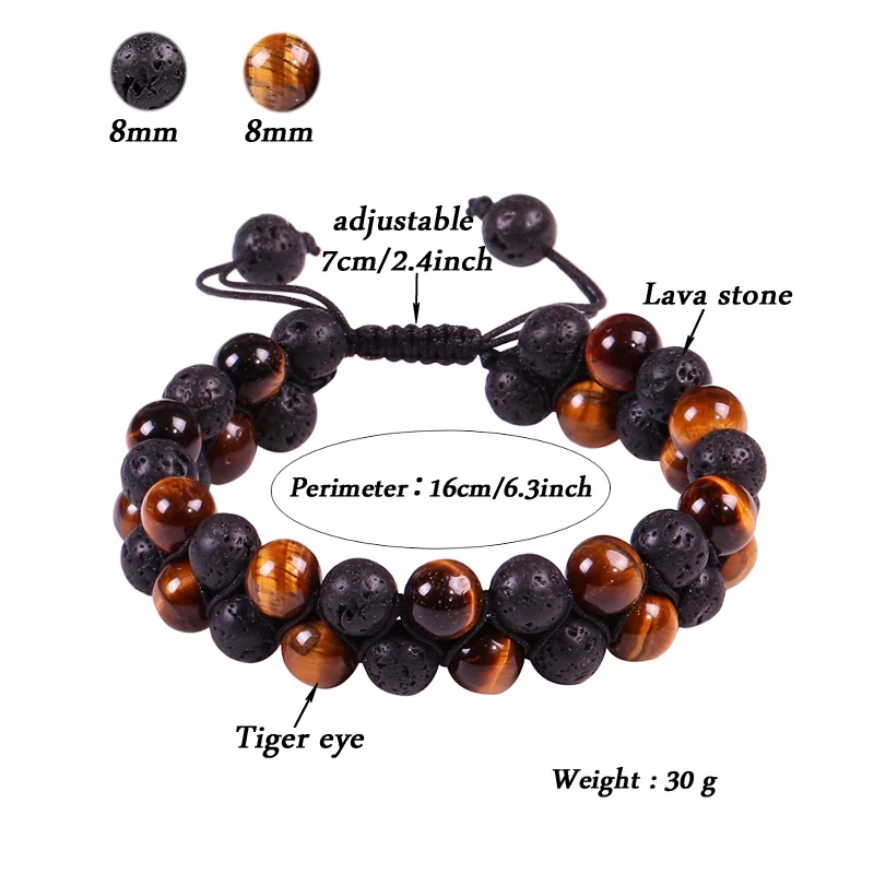 Вулканической лавы Stonebracelet энергетическая Йога браслет желтый тигровый глаз из