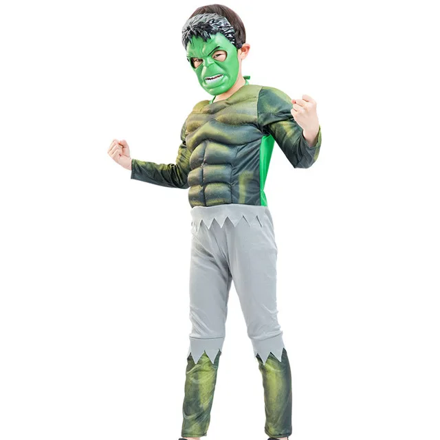 B jumpsuit and mask Костюм Халка для детей, для мальчиков, Невероятные детские супергерои, Мстители, Халк, Брюс, баннер, Маскарадные костюмы на Хэллоуин - Цвет: B jumpsuit and mask