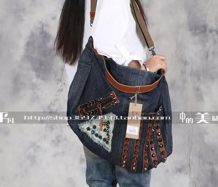 FREE SHIPPING 2018 Canvas women's cowhide handbags patchwork rivet shoulder crossbody PUNK handbag casual bags large capacity | Багаж и