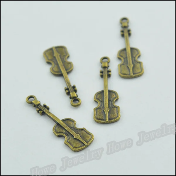 Оптовая продажа 100 шт винтажные подвески Кулон гитара Античная бронзовая