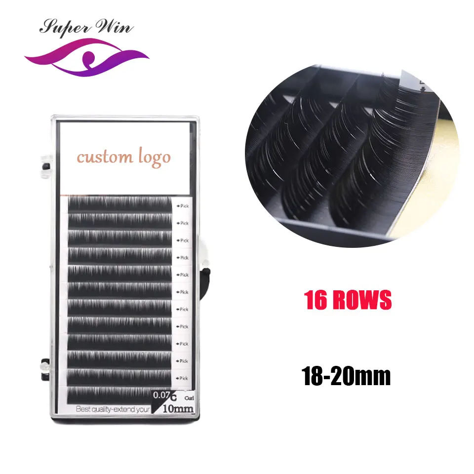16rows/case 18,19,20mm long style length in one tray maquiagem cilios silk natural individual eyelash extension