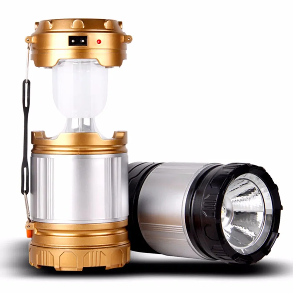 

LED Portable Lantern 2 in 1 Solar Power Portable Flashlight Shockproof Home Garden Night Light for Hiking Camping Hurricane