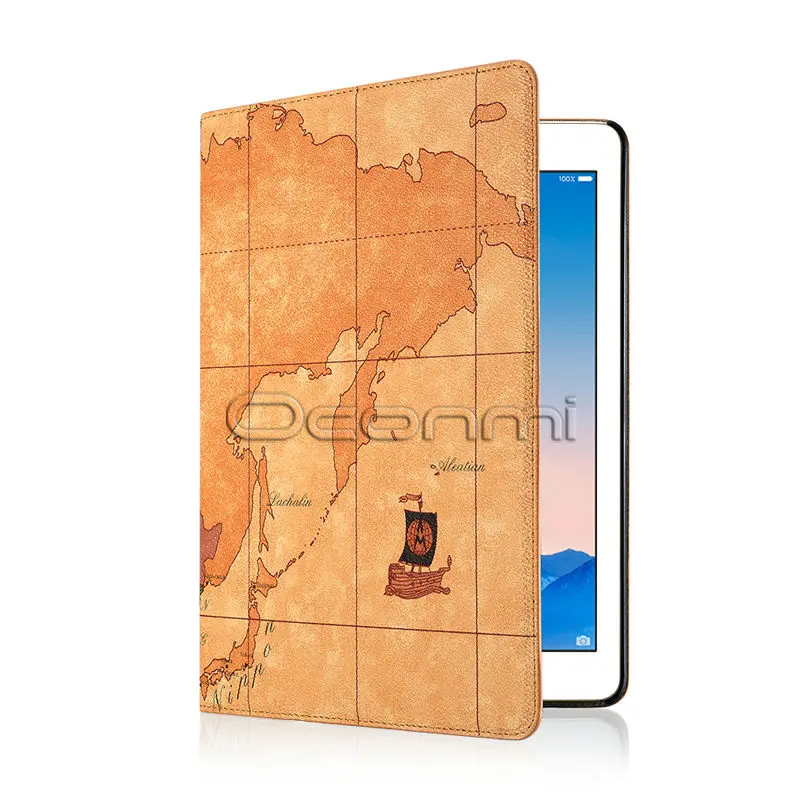 Высококачественный кожаный чехол с картой мира для Apple iPad Air 2 функцией подставки