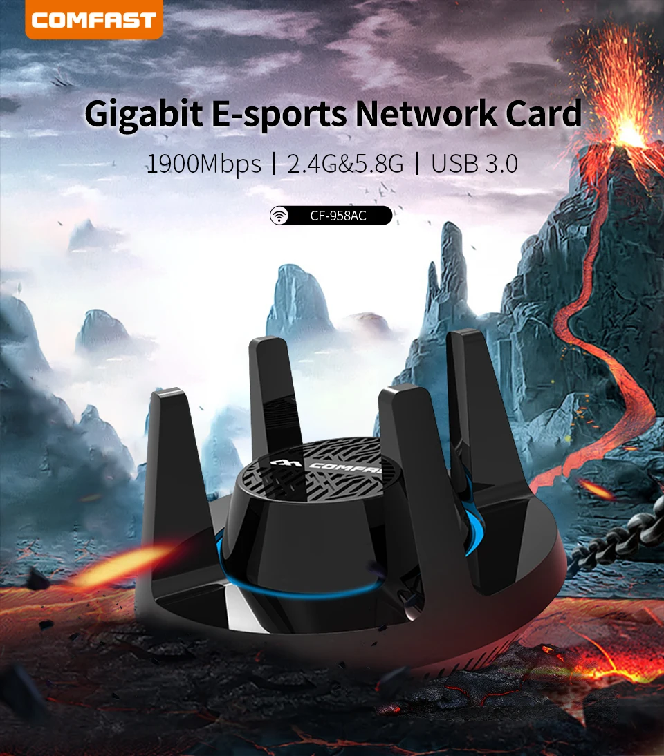 Wi Fi адаптер 1900 Мбит/с гигабитный USB3.0 802.11AC высокая скорость 5 ГГц беспроводная