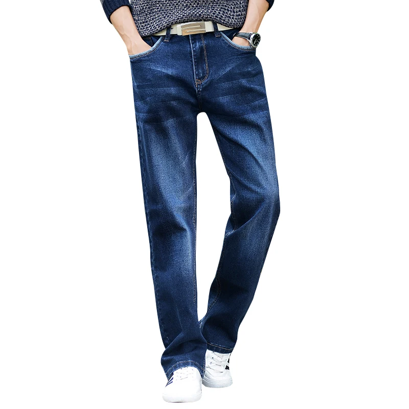 Mens Breite Bein Jeans Leicht Ausgestellte Slim Fit Berühmte Marke Blau Schwarz jeans Designer Klassischen Männlichen Stretch Denim jeans