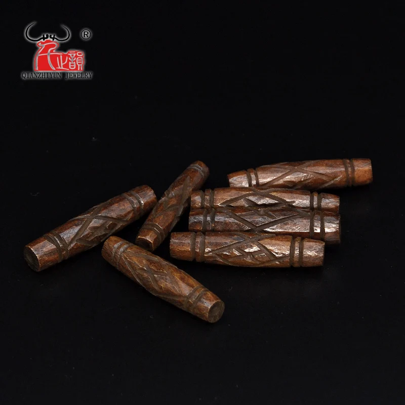 

5PCS Yak Bone Carved Bead Necklace DIY Scatter Beads Handmade Hand-chain Decorative Patte Tubular Brown Beads 7X30mm Hole 2mm