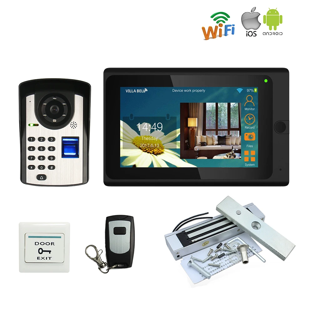 720 P wifi IP 7 &quotсенсорный экран видеодомофон дверной телефон набор для записи панель
