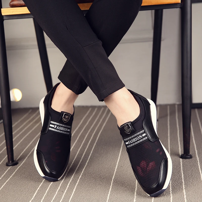 BIMUDUIYU Brand Fashion Slip-On Men Casual Shoes Microfiber Leather + Mesh cloth Comfortable Breathable Flat sneakers |