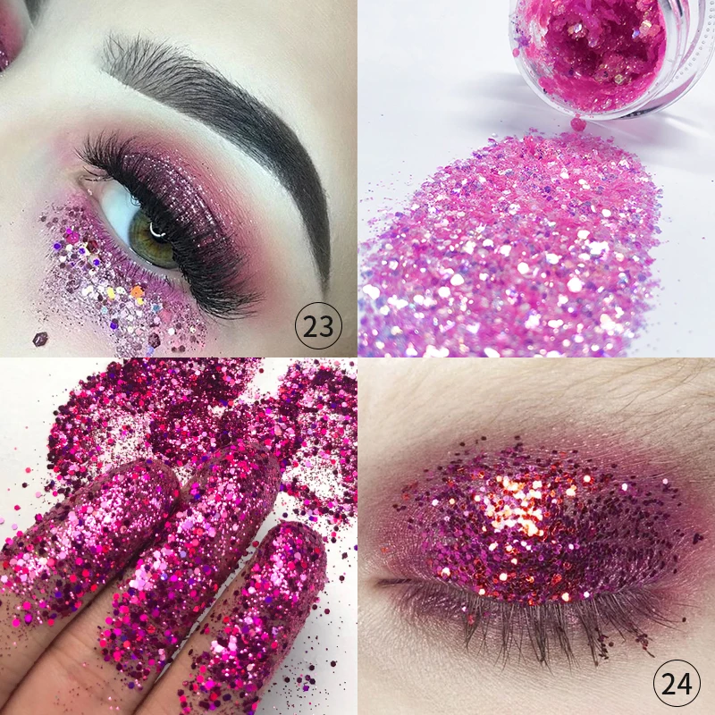 2pcs 1set 23 24 Профессиональный Фотофон 2 шт./компл. Eyes Sequins; блестящие вечерние макияж блестящие расшитые блестками с раскрашенным в яркие цвета глаз, губ и тела, накладные ногти, покрытие для косметики - Цвет: 2pcs 1set 23 24
