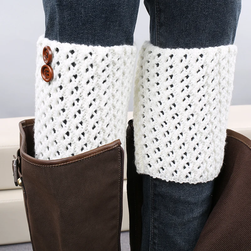 1 пара женские зимние вязаные гетры крючком сапоги манжеты однотонные теплые