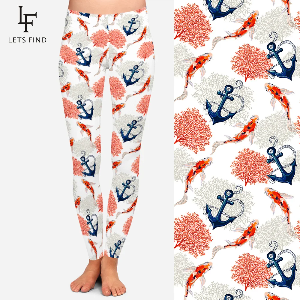 

2019 New New New Boat Anchor Hooks Leggings Women Mid Waist Push Up High Elasticity Comfortable Soft Plus Size Leggings Fashion