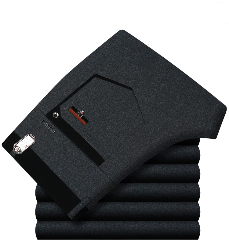 818 dark gray ICPANS Свадебный костюм брюки для мужчин бизнес офис классические прямые черные серые мужские брюки приталенные формальные брюки мужские - Цвет: 818 dark gray