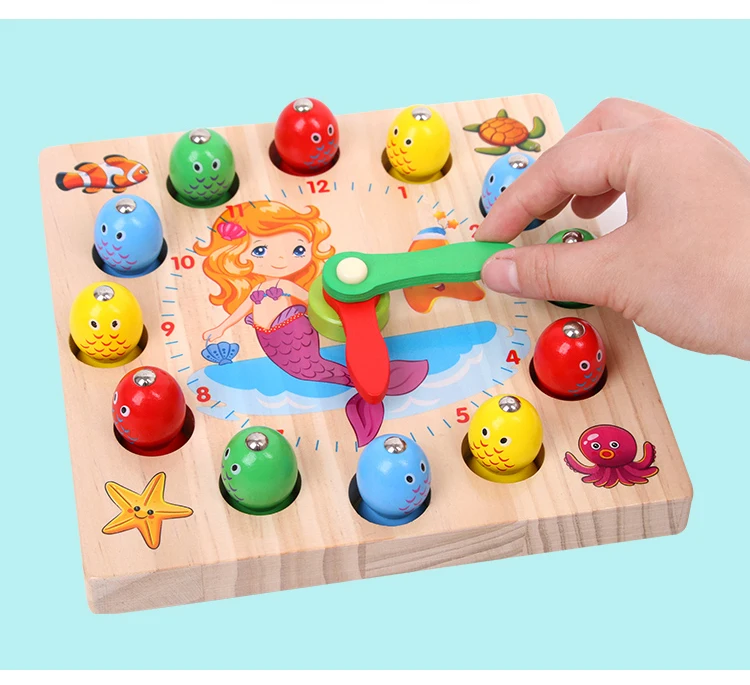 Logwood детская игрушка Learninga и образование деревянные часы игрушка игра в рыбалку Nixie часы цифры время Смешные гаджеты интересные игрушки
