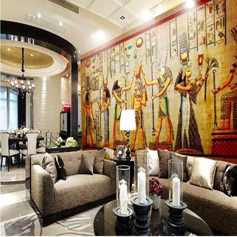 Beibehang Custom 3d personalized fashion photo wallpaper retro european pharaoh bar ktv tv background for walls 3 d | Обустройство