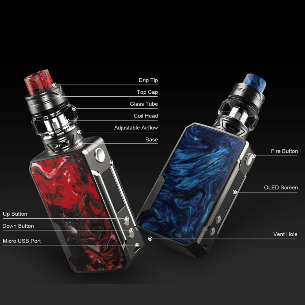 В наличии электронная сигарета комплект VOOPOO перетащите мини платины Starter Kit 117 W 4400