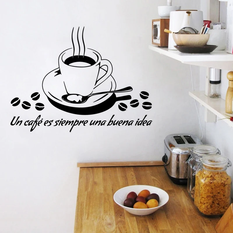 

Black Creative Coffee Cups Cafe Tea Wall Stickers Art Vinyl Decal Kitchen Restaurant Pub Decor JG1033