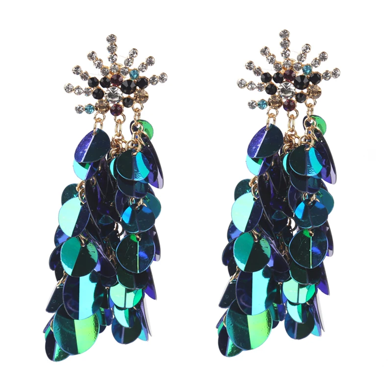 Женские серьги-подвески Junlead длинные с блестками и стразами | Украшения