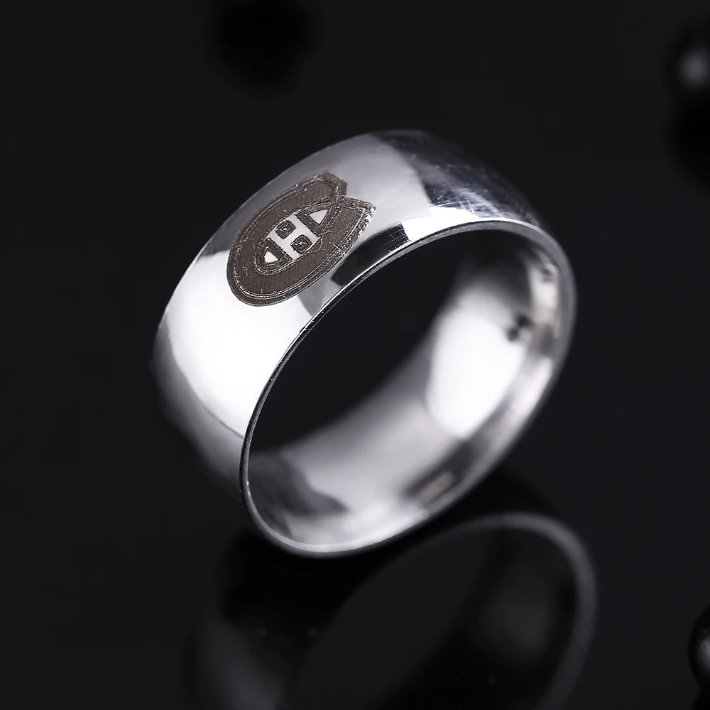 Simple Montreal Canadian Flag Ring Stainless Steel Men and Women Couples Universal Men's Silver Titanium Gift | Украшения и