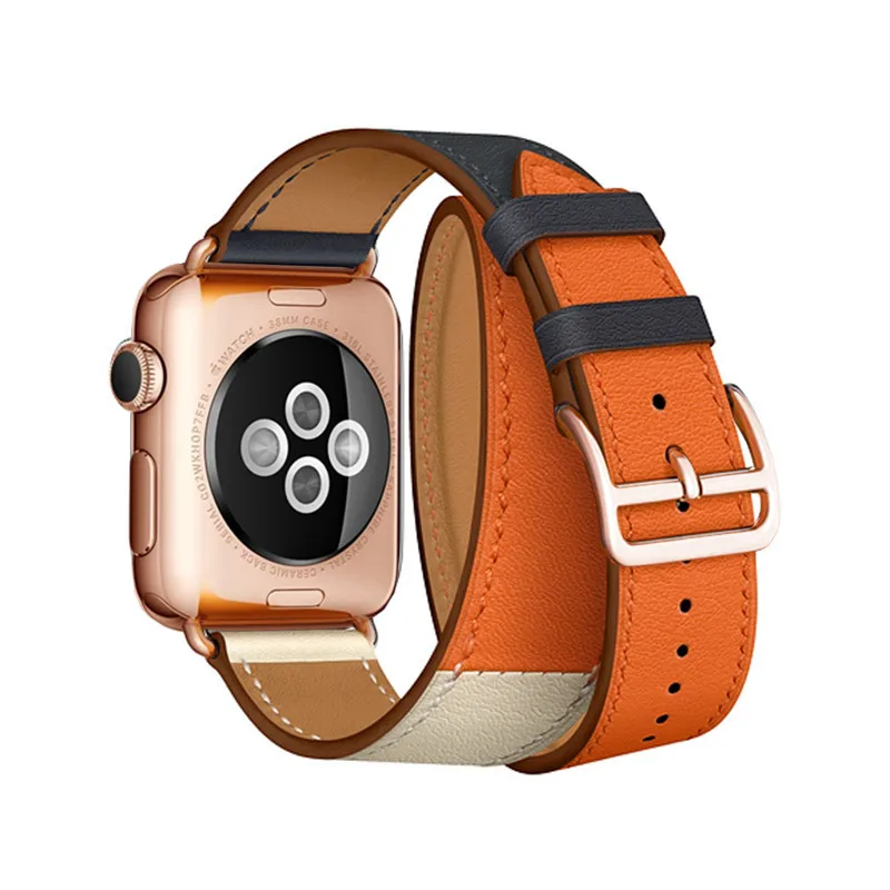 Розовое золото застежка удлиненный двойной Тур подлинный ремешок для Apple Watch 4 3 мм
