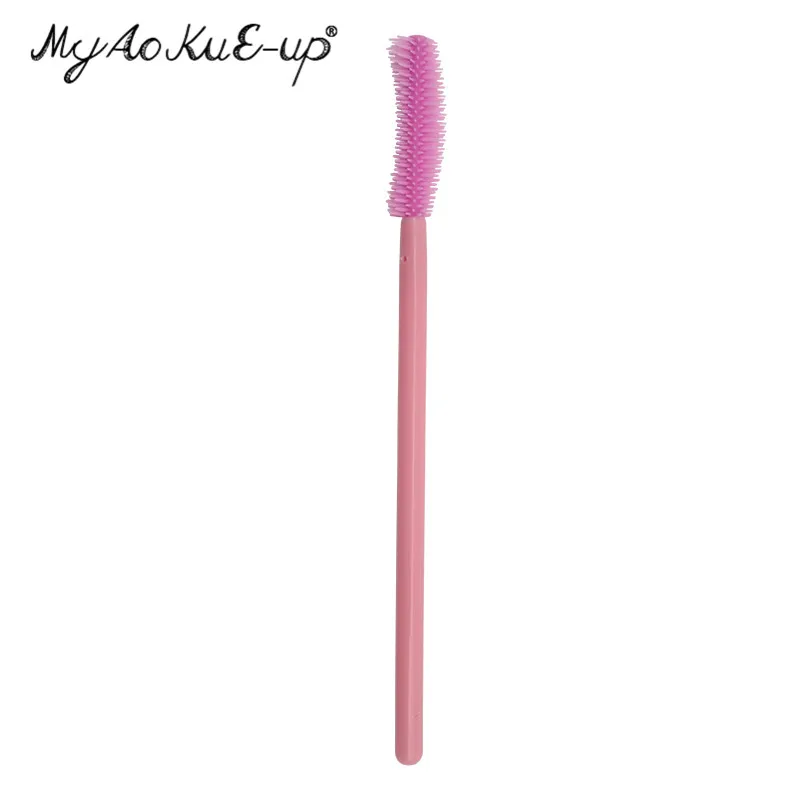knife shape all pink 50 шт. кисти для макияжа ресниц для наращивания ресниц тушь аппликатор палочки силиконовая одноразовая кисть для ресниц кисти для макияжа - Handle Color: knife shape all pink