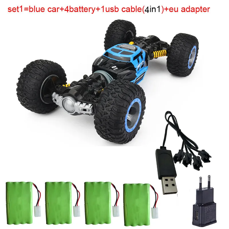 RC автомобиль 4WD грузовик весы двухсторонний 2,4 ГГц один ключ трансформация вездеход варанид скалолазание автомобиль пульт дистанционного управления игрушка - Цвет: set1