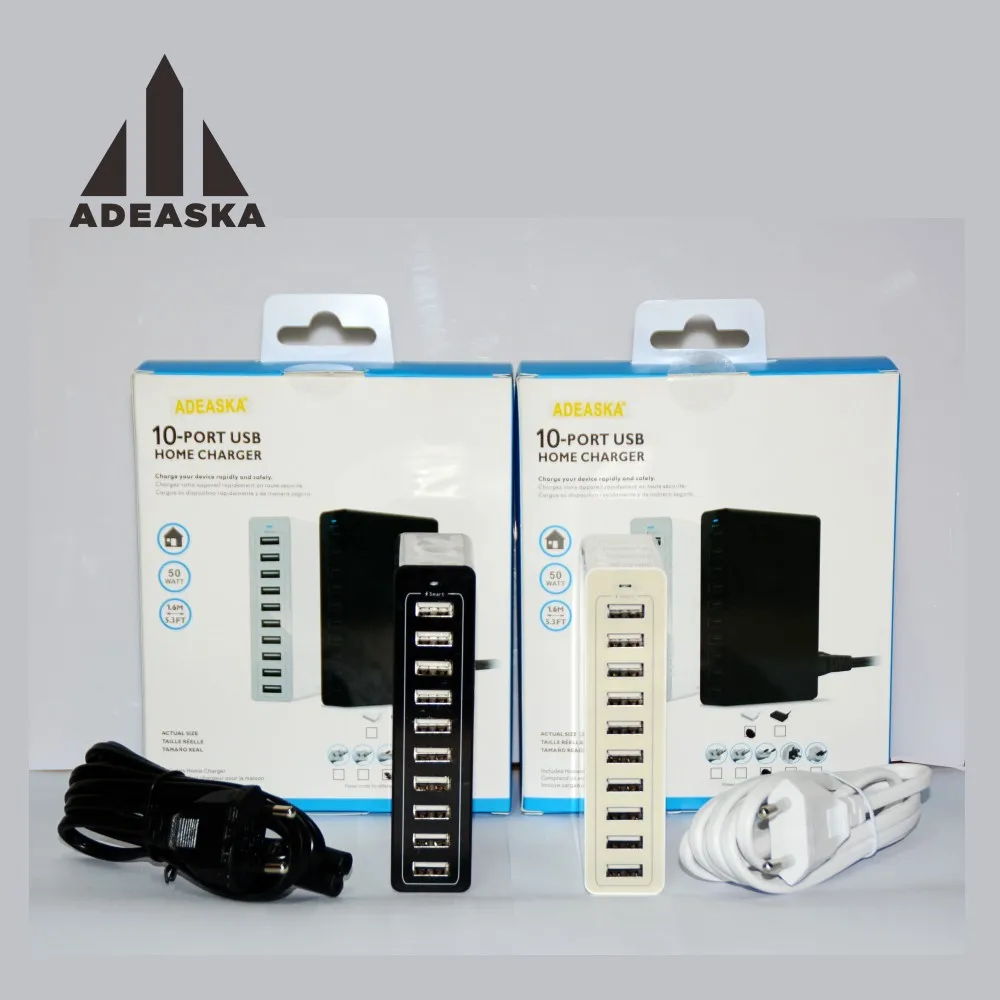 ADEASKA белый 10 портов настольный USB мульти зарядная станция Док-станция с