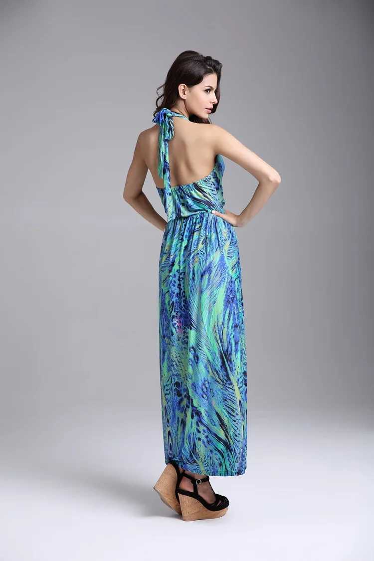 Женское богемное пляжное платье на бретелях спагетти Привлекательное с открытой