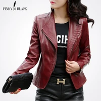 pinky is black women leather jacket 2022 new s 5xl women jackets solid slim casual pu leather motorcycle jackets coats