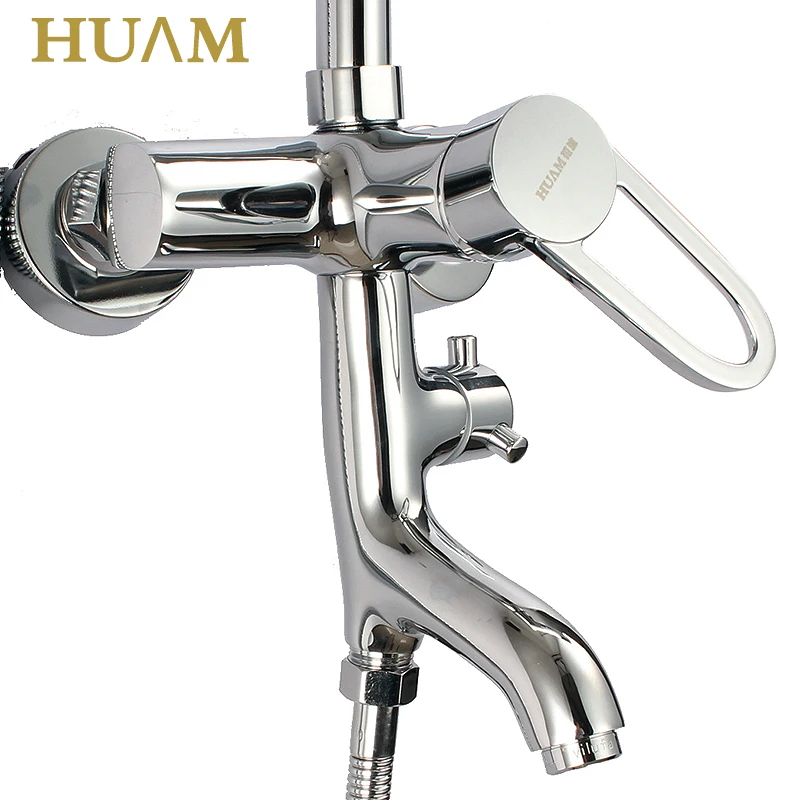 Genuine lift the all-copper shower suite double full square copper filter large top faucet huasa | Дом и сад