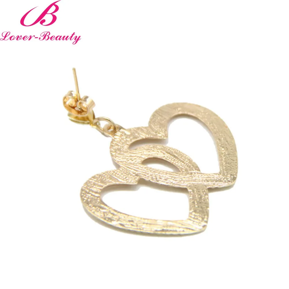 Lover Beauty New Hollow Heart Double Sweet Gold Love Earrings Orecchini Brincos Pendientes Oorbellen Women Gifts Jewelry -D | Украшения и