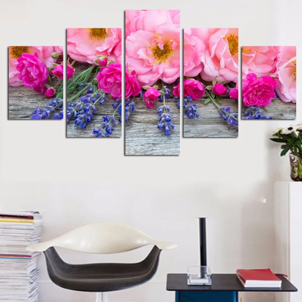 5 шт./комплект декоративные настенные картины с изображением красивых цветов|prints