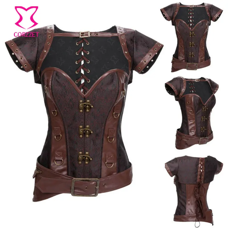 Цветочный корсет из парчовой кожи со стальными косточками куртка в стиле