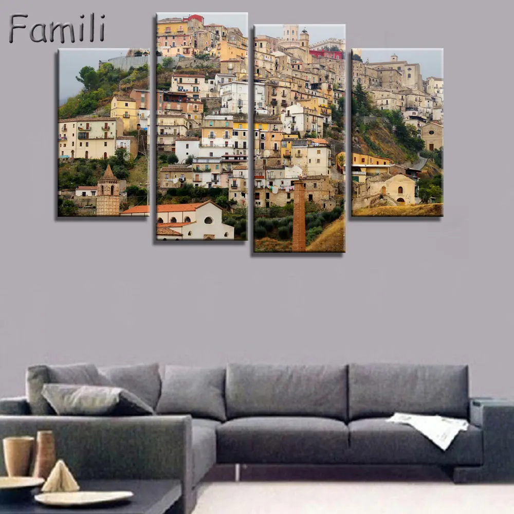 

4Pcs/set Beautiful landscape In Italy Modern For Home Decor Paintings on Canvas Wall Art for Home Decorations Wall Decor Artwork