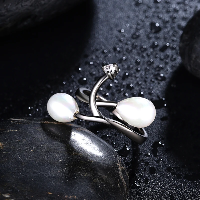 Простой Витой дизайн двойные синтетические жемчужные кольца в виде ракушек для