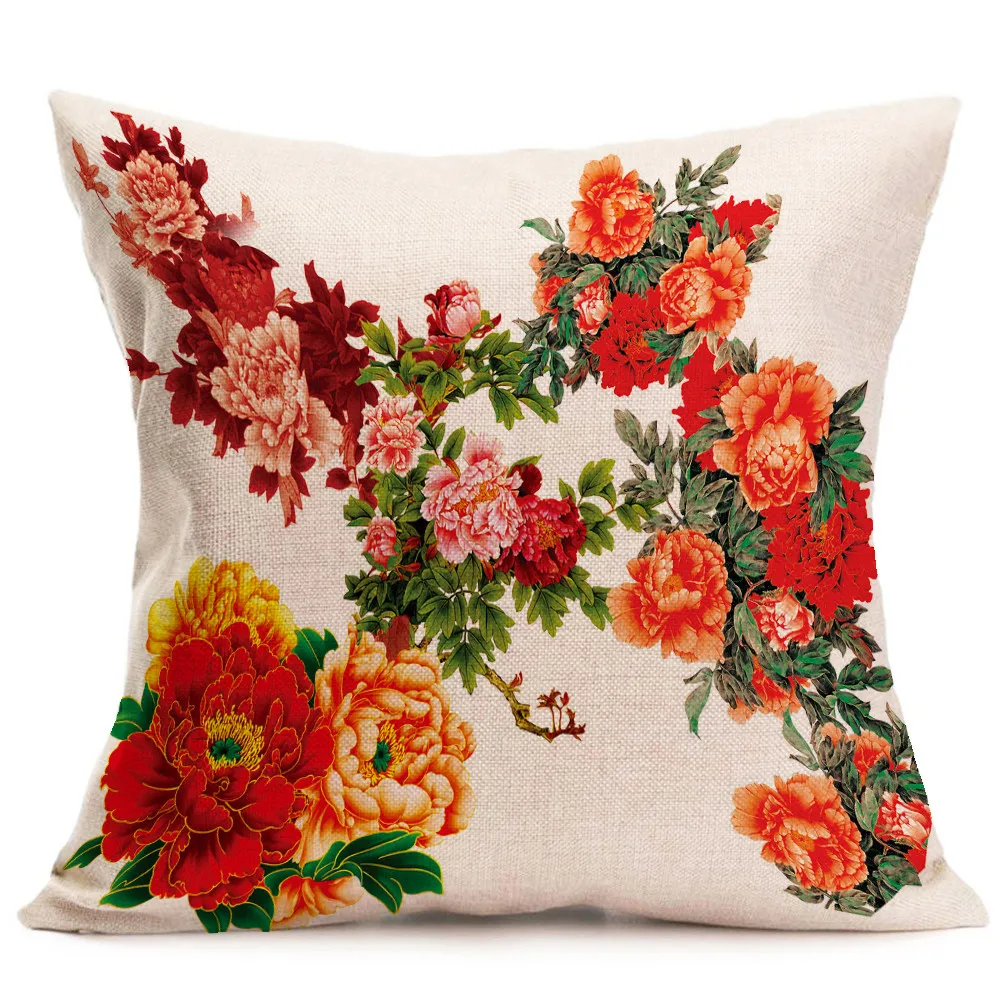 9 стилей Чехлы для подушек пионы квадратная Талия декоративные подушки дивана