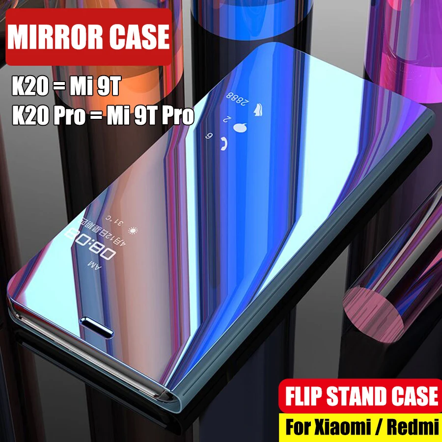Флип чехол с подставкой для Xiaomi Mi 9T Pro 9 SE A2 Lite Max 3 Mix 2 Pocophone F1 Redmi K20 Note 7 6 5 зеркальный