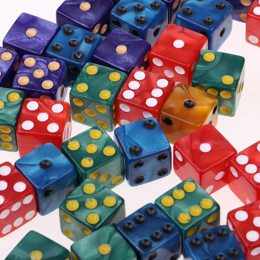 50 шт. D6 игральные кости пятнистый 5 видов цветов с сумкой для подземелья и