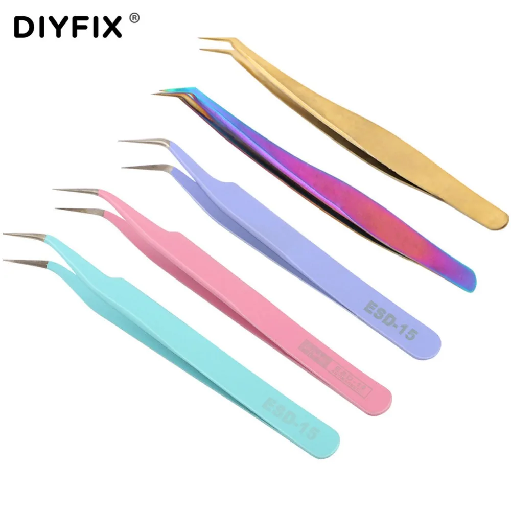 Пинцет DIYFIX для наращивания ресниц точные прямые изогнутые искусственные стразы