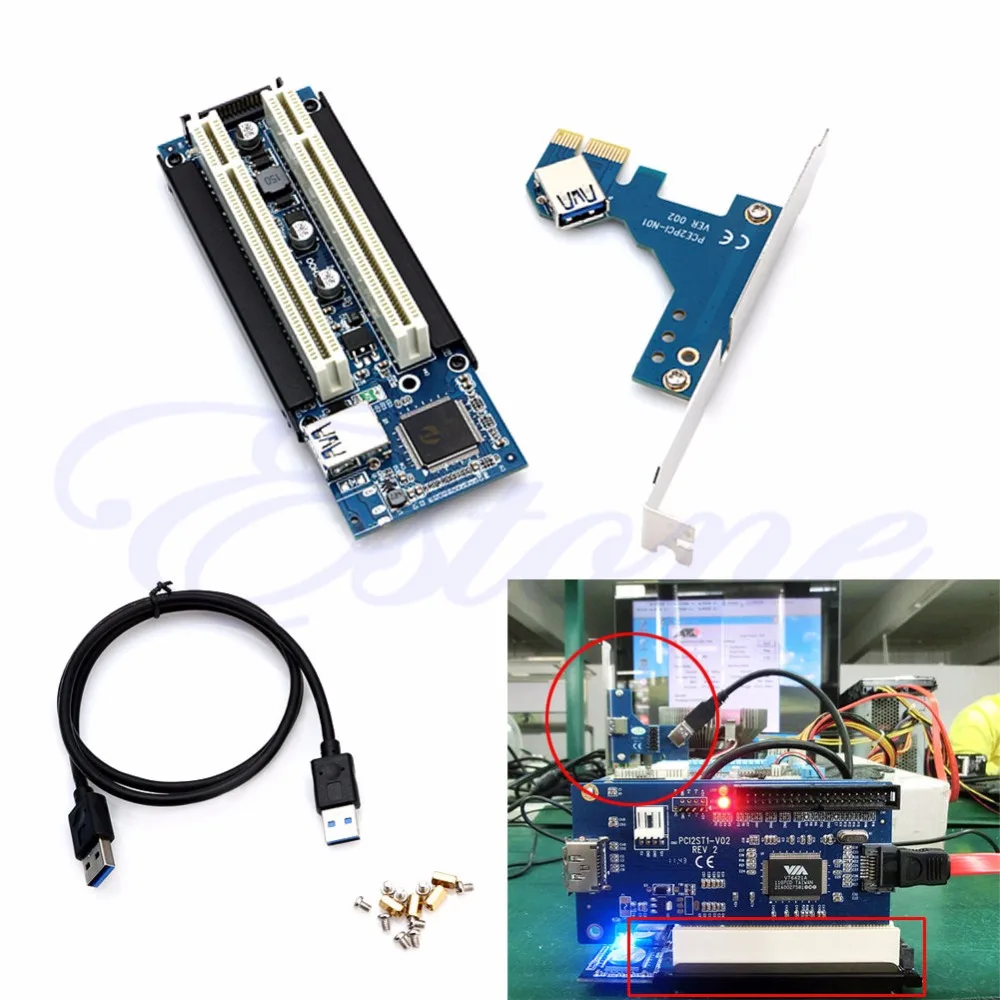 Адаптер PCI E Express X1 на с двойным переходником удлинительная карта кабелем USB 3 0 2 6