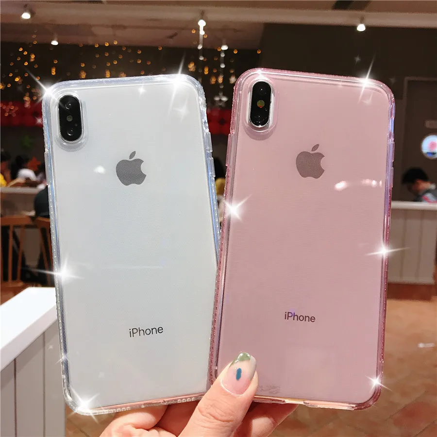 Роскошный блестящий прозрачный чехол со стразами для телефона iPhone 6 6S 8 7 Plus мягкий