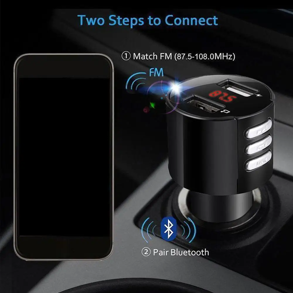 1 шт. светодиодный Экран Bluetooth Автомобильный USB Зарядное устройство FM передатчик