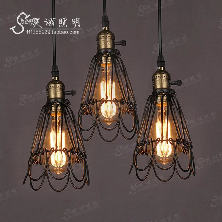 Vintage American Iron cage Chandelier single head individual small bar Cafe lamp | Освещение