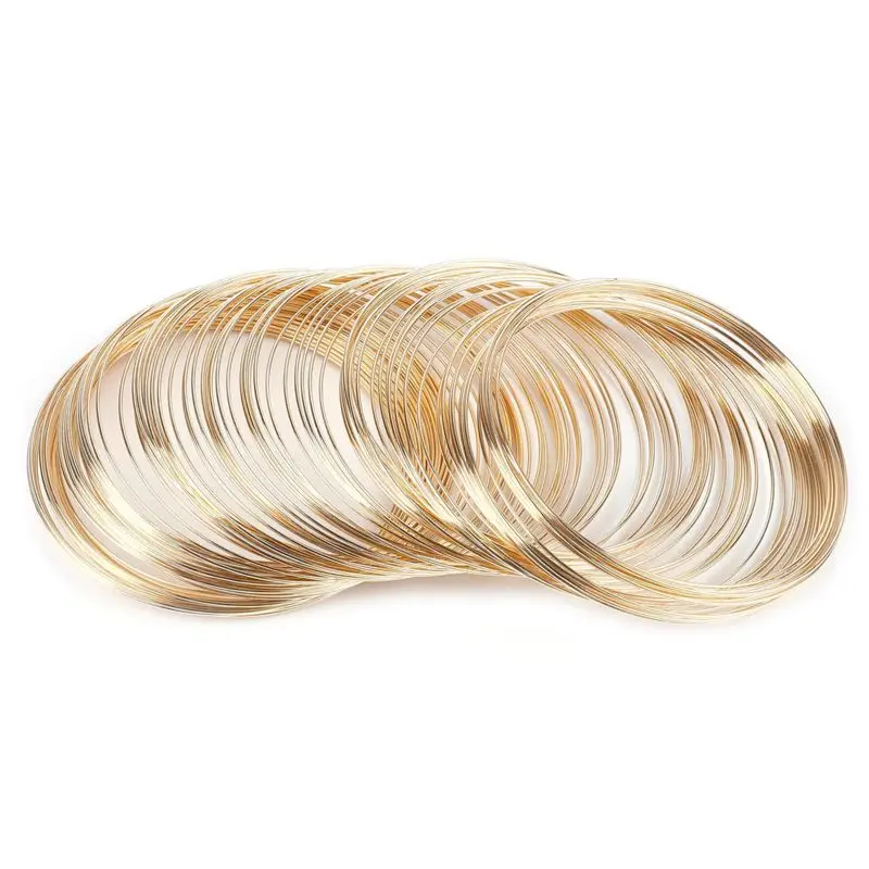 KC Gold 100circles/pack Diameter 60mm 0.6mm Silver Gold Memory Beading Steel Wire For Jewelry Making Diy Bracelet Earring Accessories - Цвет: KC Gold