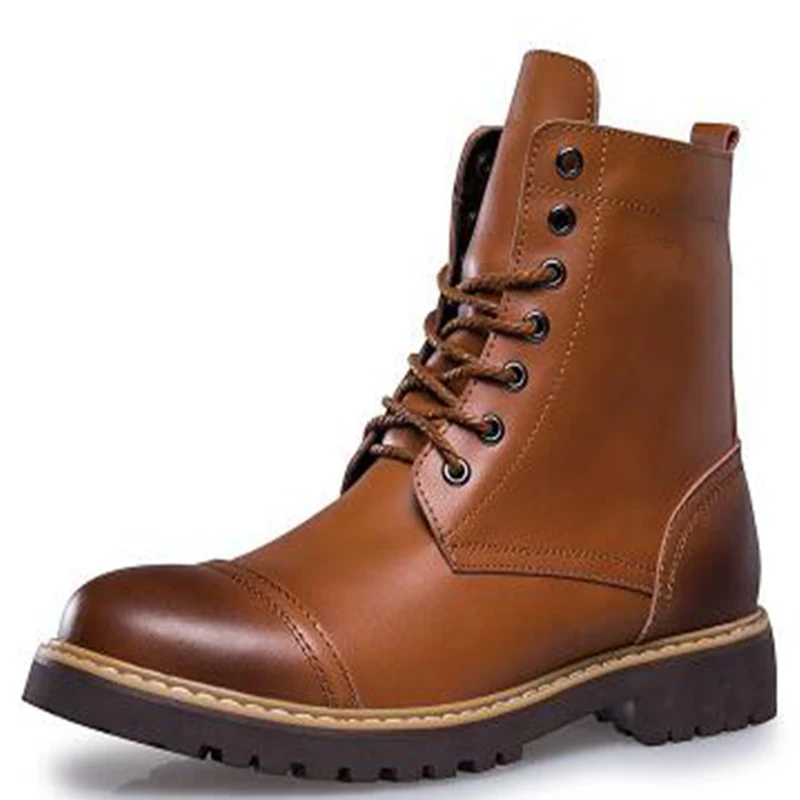 Демисезонные мужские рабочие ботинки из натуральной кожи в стиле ретро