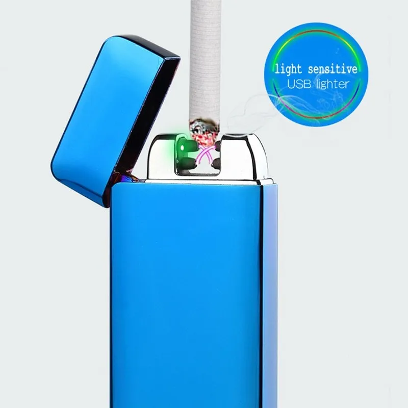 New Double Fire Cross Dual Arc Pulse Lighter USB Rechargeable Flameless Light Sensitive Electronic Cigarette Lighters encendedor | Дом и сад