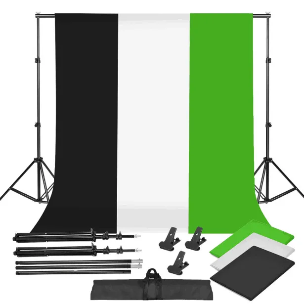 Backdrop Kit ZUOCHEN фото студия софтбокс белый черный зеленый экран фон светильник стенд зонтичное освещение комплект - Цвет: Backdrop Kit