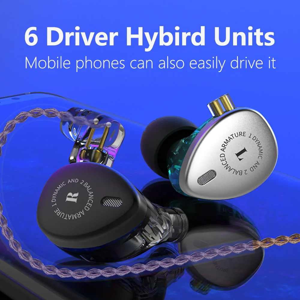 KBEAR KB06 2BA+ 1DD гибридные наушники-вкладыши HIFI спортивные наушники с 3,5 мм MMCX наушники-вкладыши для KB10 F1 Opal AS10