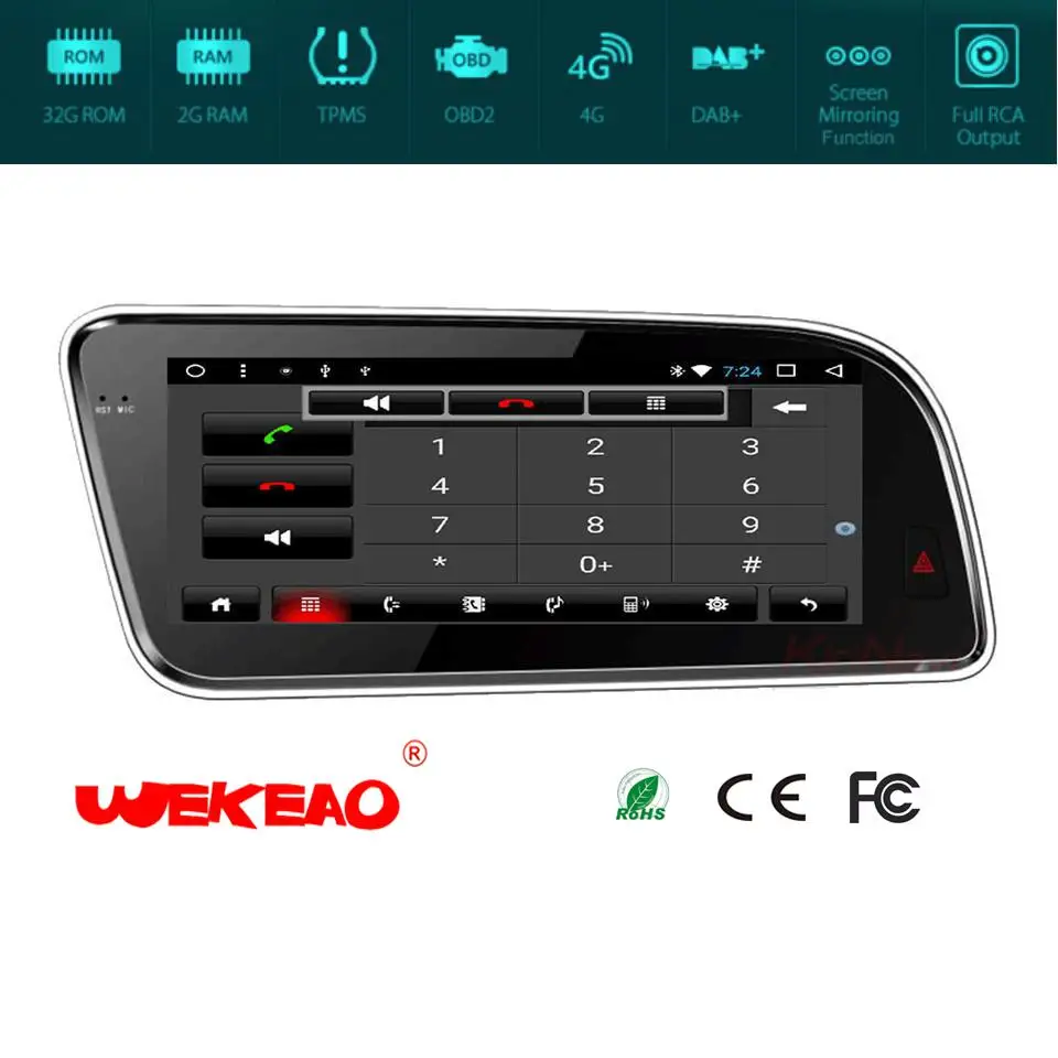 Wekeao 8 &quotCar Audio мультимедийный плеер для Audi Q5 2009-2017 авто радио gps Navi Стерео Bluetooth Android